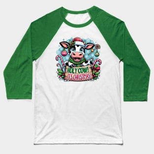 Christmas Cheer Cow Tee: Festive Farmyard Fun Baseball T-Shirt